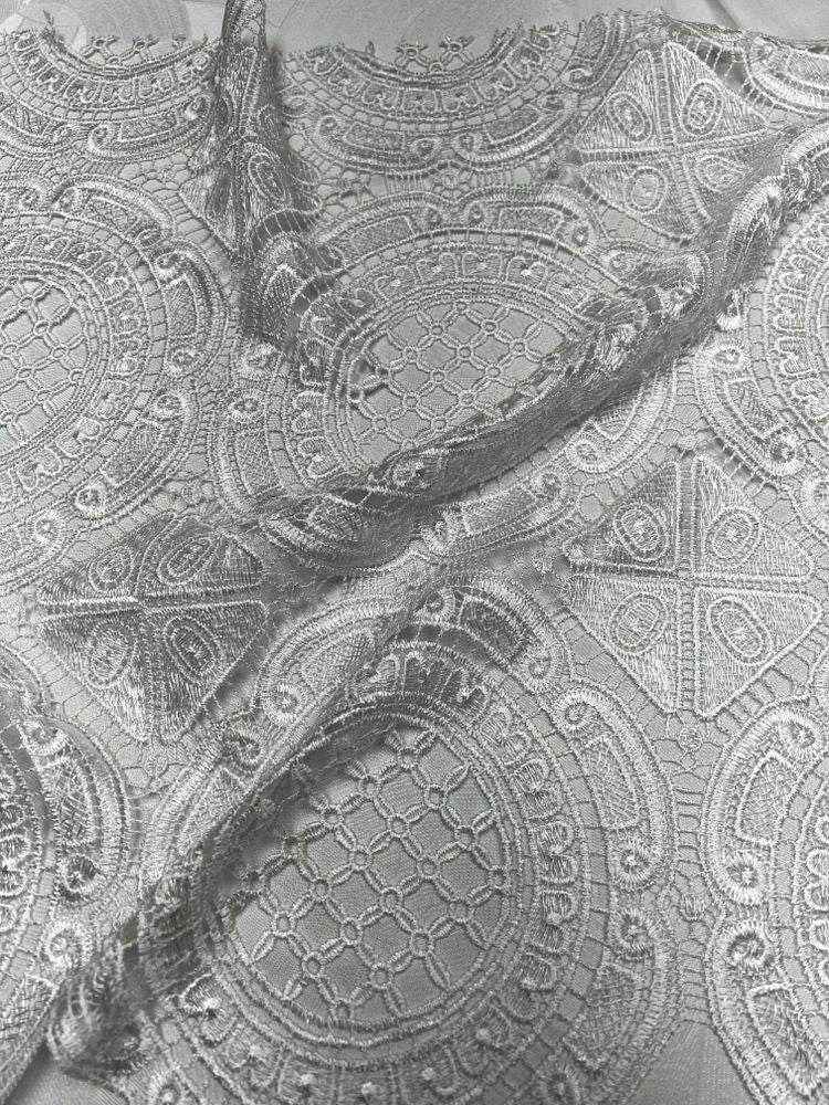 white-1 VENICE Lace Fabric by the Yard - 52 Inch Wide