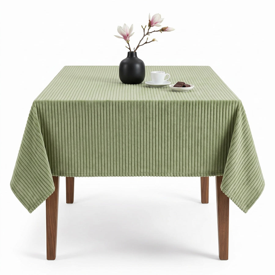 Velvery velvet stripe fabric in Soft Green, by the yard