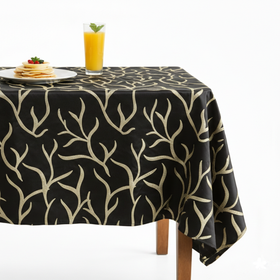 Vine Tree Jacquard Tablecloth - Black