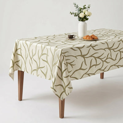 Vinetree Jacquard Tablecloth – Soft Green