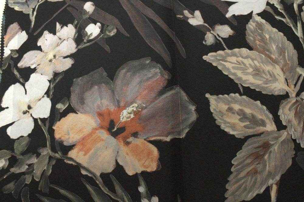 aubergine BOTANICAL Digital Print Fabric by the Yard - 118 Inch Wide