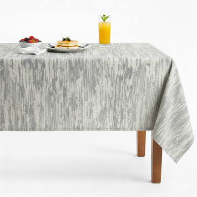 Lanora Distressed Vertical Strié Jacquard Tablecloth – White