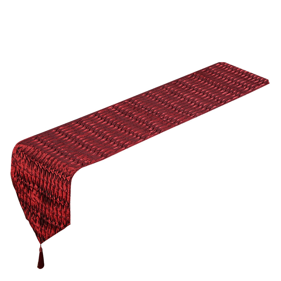 Silky Pleated Satin Pattern Decorative Table Runner