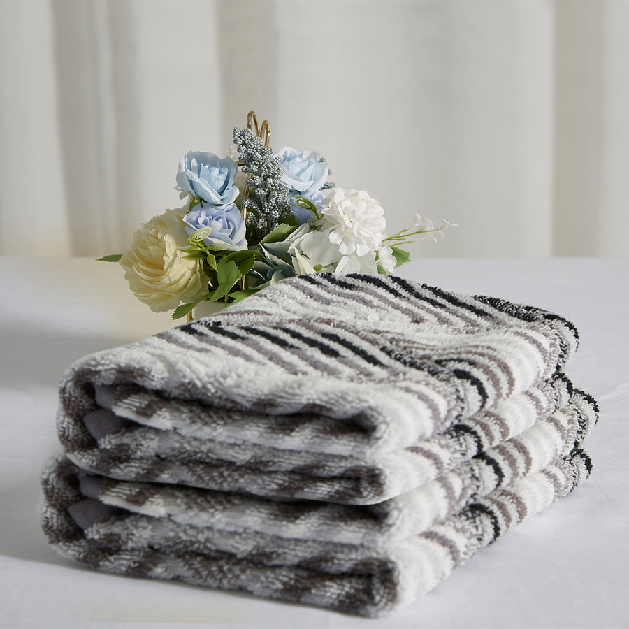 Violet Linen LimeStone Diamond Geometric Black Pattern Hand Towels Set of Two