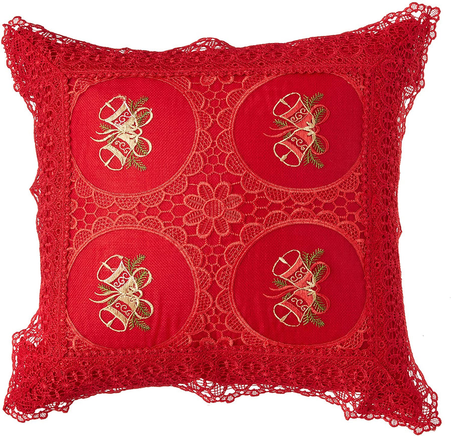 Christmas Braided Holly Lace Pattern Decorative Throw Pillow Cover