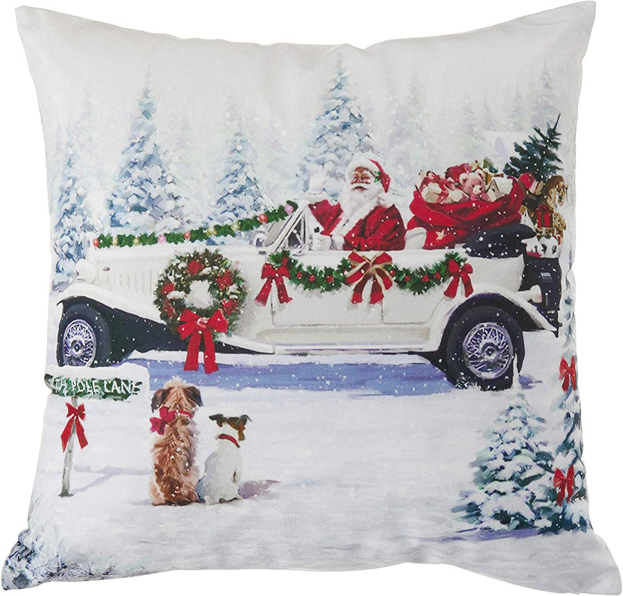 Seasonal Xmas Christmas Holiday Santa Claus Actions Pattern Decorative Accent Throw Pillow Cover