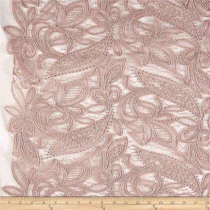 Blush CREATION Glitter Embroidered Mesh Fabric. Lace Netting Material 52 Inch in Width Fabric by the Yard - 52 Inch Wide