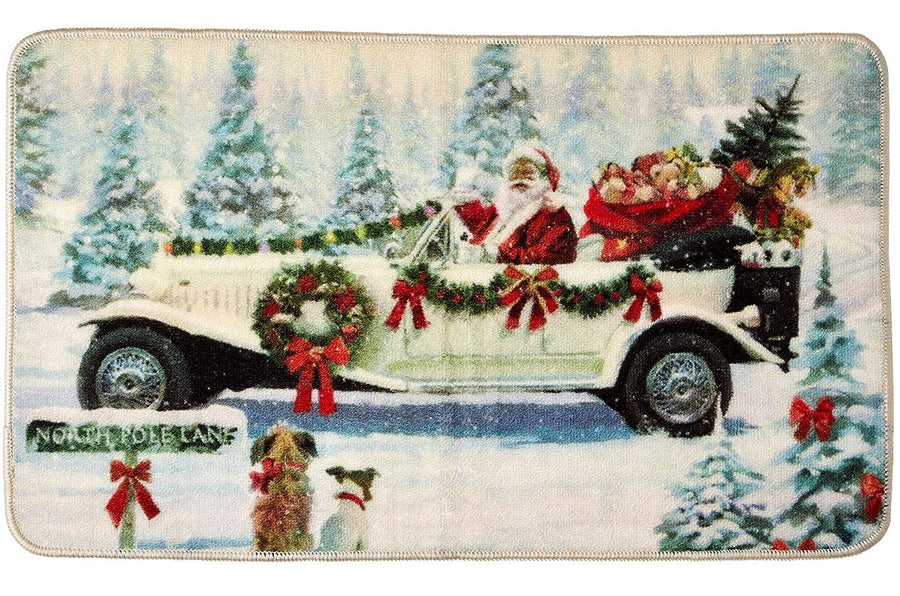 Seasonal Xmas Christmas Holiday Santa Claus Actions Pattern Decorative Area Rug, Doormat.