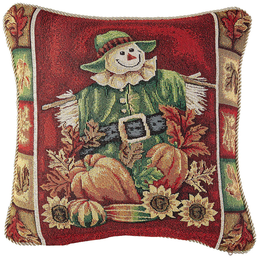 Fall Harvest Thanksgiving Autumn Leaves Sunflowers Fruits Pumpkins Tapestry Pattern Decorative Throw Pillow Cover