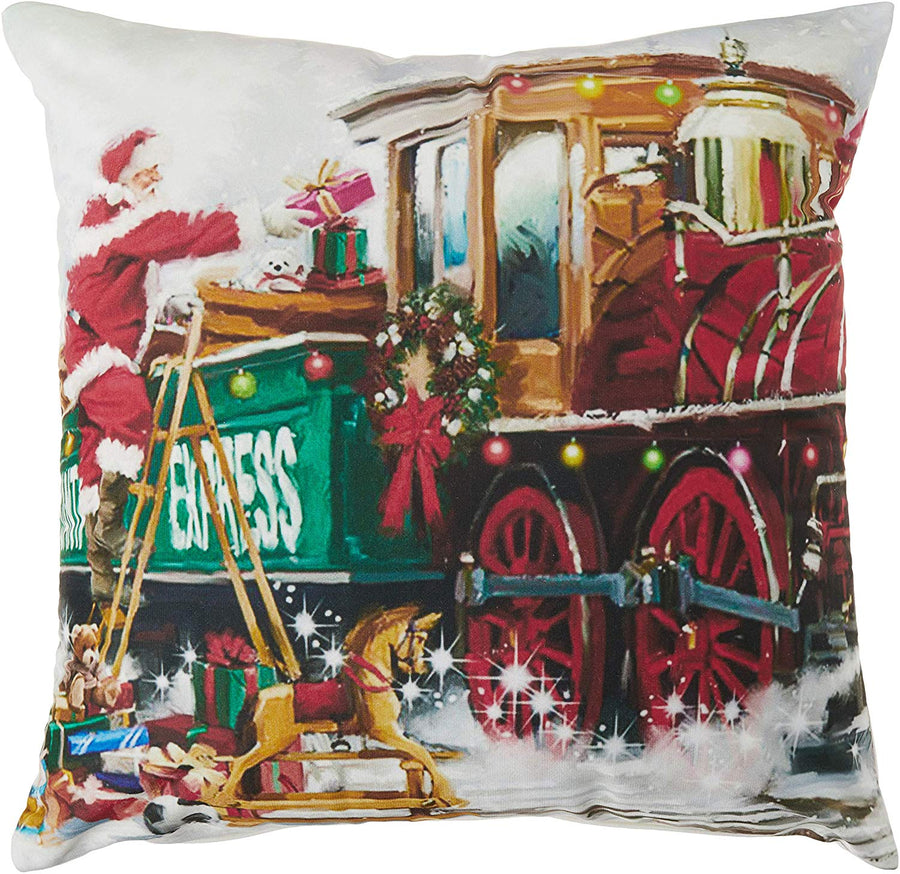 Seasonal Xmas Christmas Holiday Santa Claus Actions Pattern Decorative Accent Throw Pillow Cover