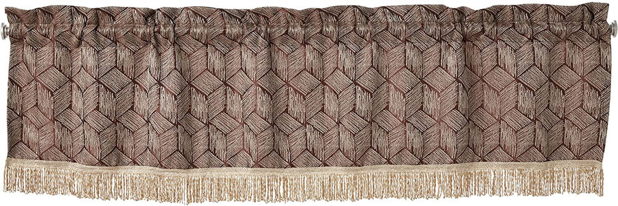 Fortune 3D Geometric Pattern Decorative Window Treatment Rod Pocket Curtain Straight Valance