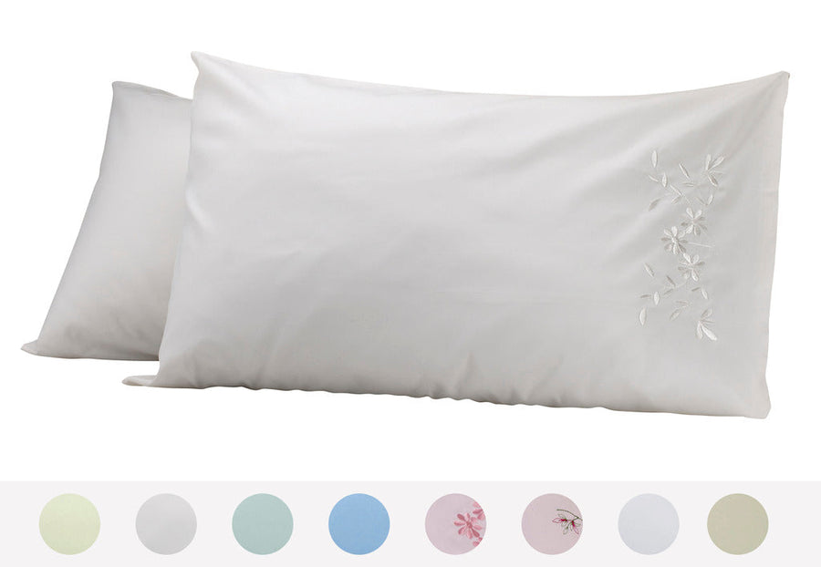Legendary Solid Embroidered Pattern Set of 2 - Pillow Cases