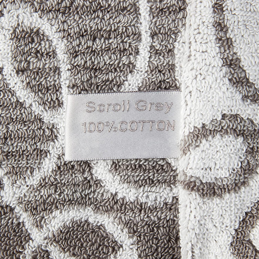 Violet Linen Scroll Grey Pattern Hand Towels Set of Two