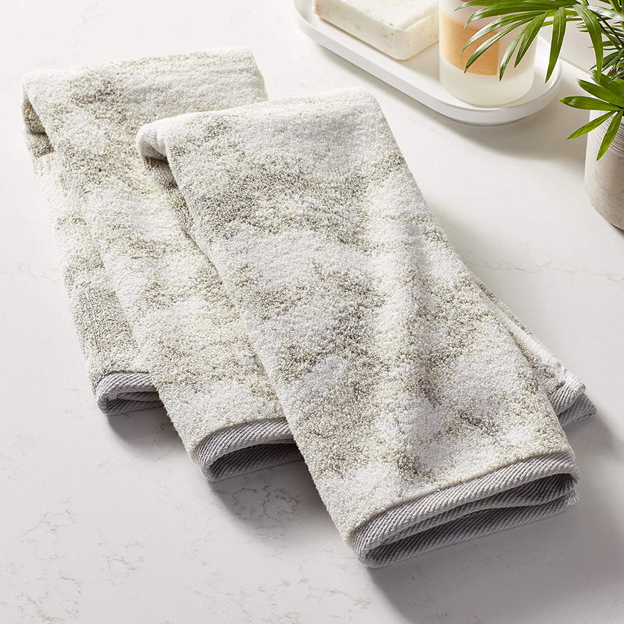 Violet Linen Marble Grey Pattern Hand Towels Set of Two