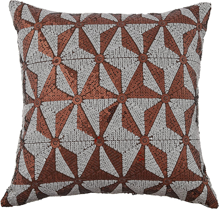 Sparkling Embroidered Sequins Pattern Decorative Throw Pillow Cover