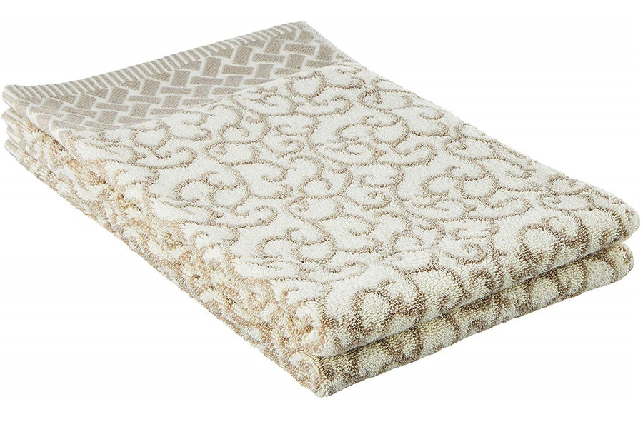 Violet Linen Swirl Grey Pattern Hand Towels Set of Two