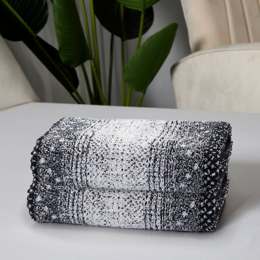Violet Linen Paraguay Black Stripe Pattern Hand Towels Set of Two