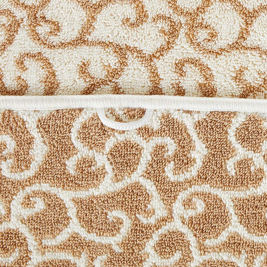 Violet Linen Swirl Taupe Pattern Hand Towels Set of Two