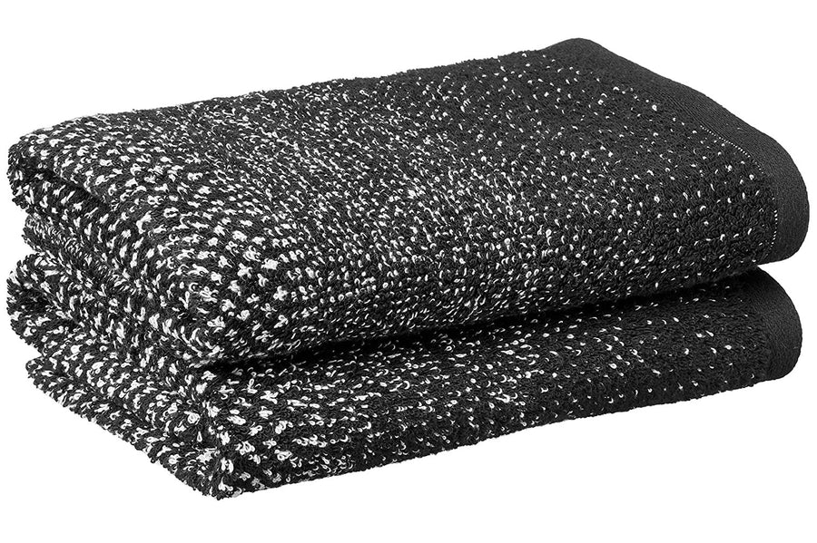 Violet Linen Paraguay Black Stripe Pattern Hand Towels Set of Two