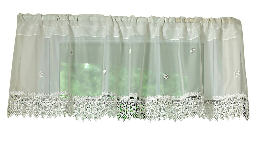 Daisy Design sheer Decorative Window Treatment Rod Pocket Curtain Straight Valance