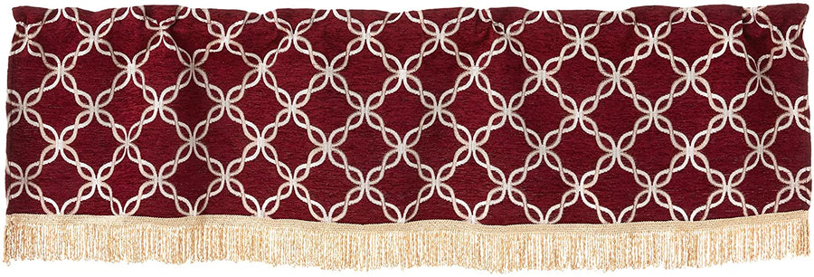 Signature Chenille Diamond pattern Decorative Window Treatment Rod Pocket Curtain Straight Valance