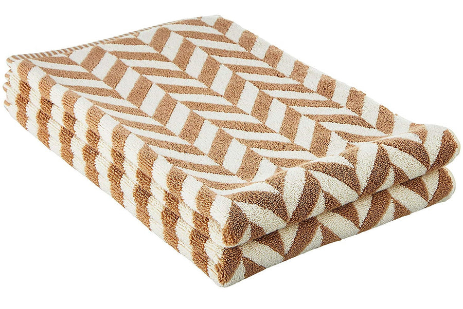 Violet Linen Hand Versailles Taupe Pattern Hand Towels Set of Two