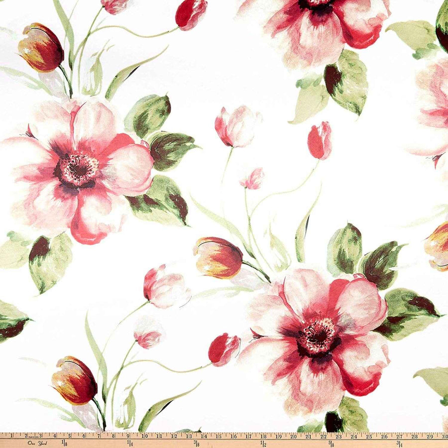Rose TROPICAL Floral Digital Print Satin Fabric - Cotton Hand - 58 Inch. in Width Fabric by the Yard - 58 Inch Wide